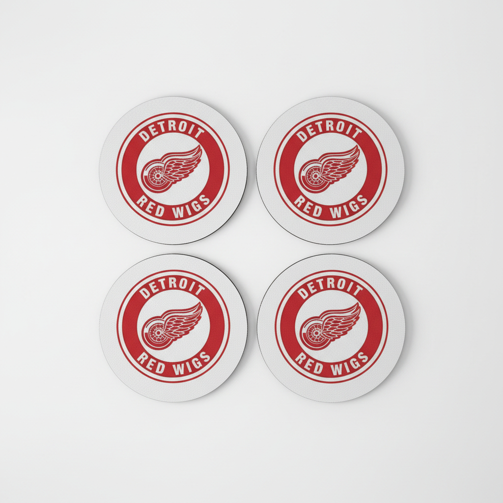 Round Sublimated Coaster Set – 4 Pack | Sports - Hockey