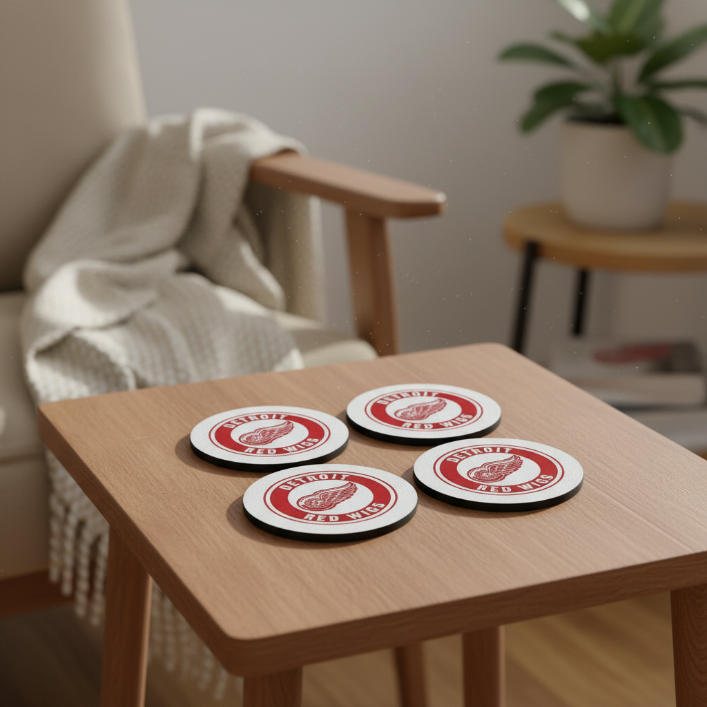 Round Sublimated Coaster Set – 4 Pack | Sports - Hockey
