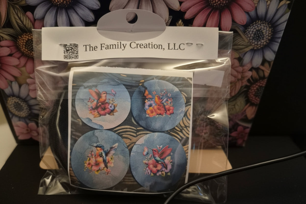 Round Sublimated Coaster Set – 4 Pack | Humming Bird - 01
