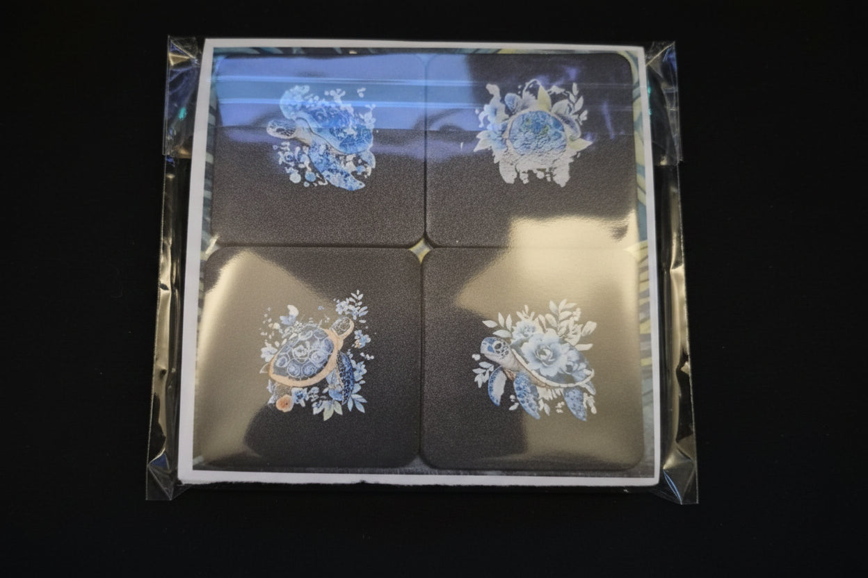 Square Sublimated Coaster Set – 4 Pack | Turtle