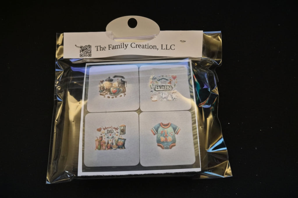 Square Sublimated Coaster Set – 4 Pack | Dad