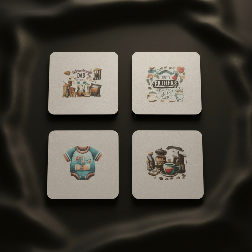 Square Sublimated Coaster Set – 4 Pack | Dad
