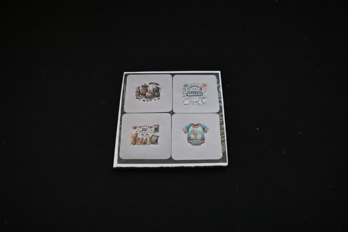 Square Sublimated Coaster Set – 4 Pack | Dad
