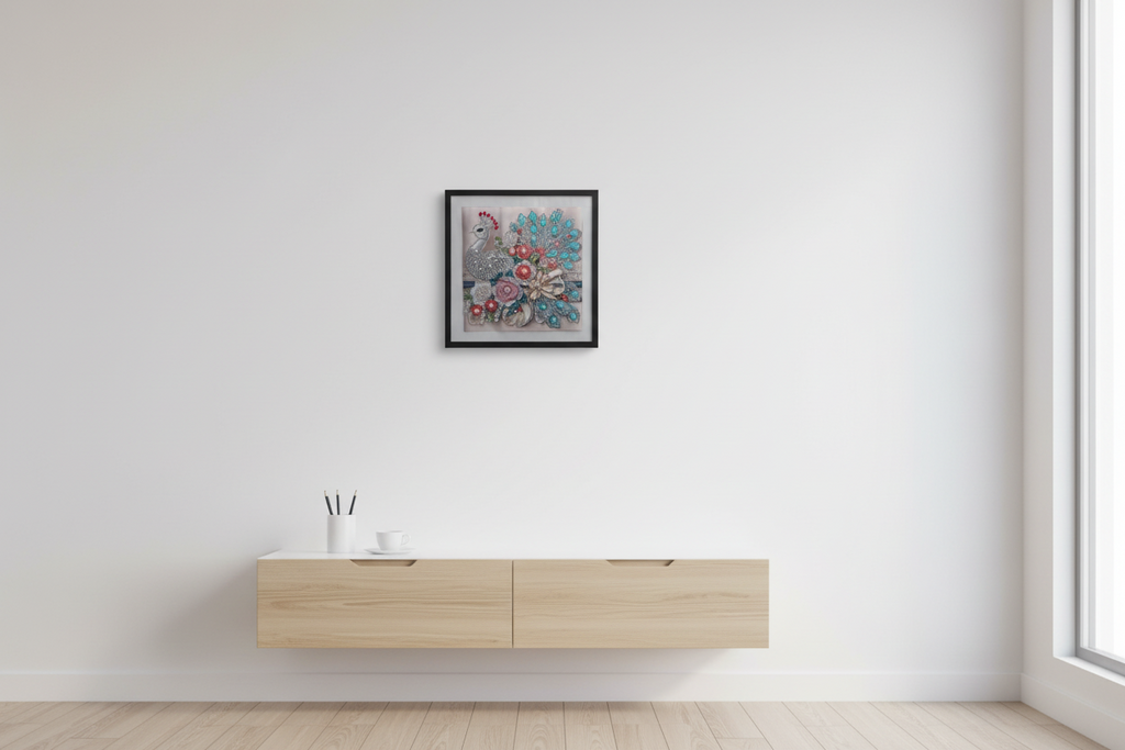 Diamond Art – Handcrafted, Framed & Ready to Hang (Peacock)