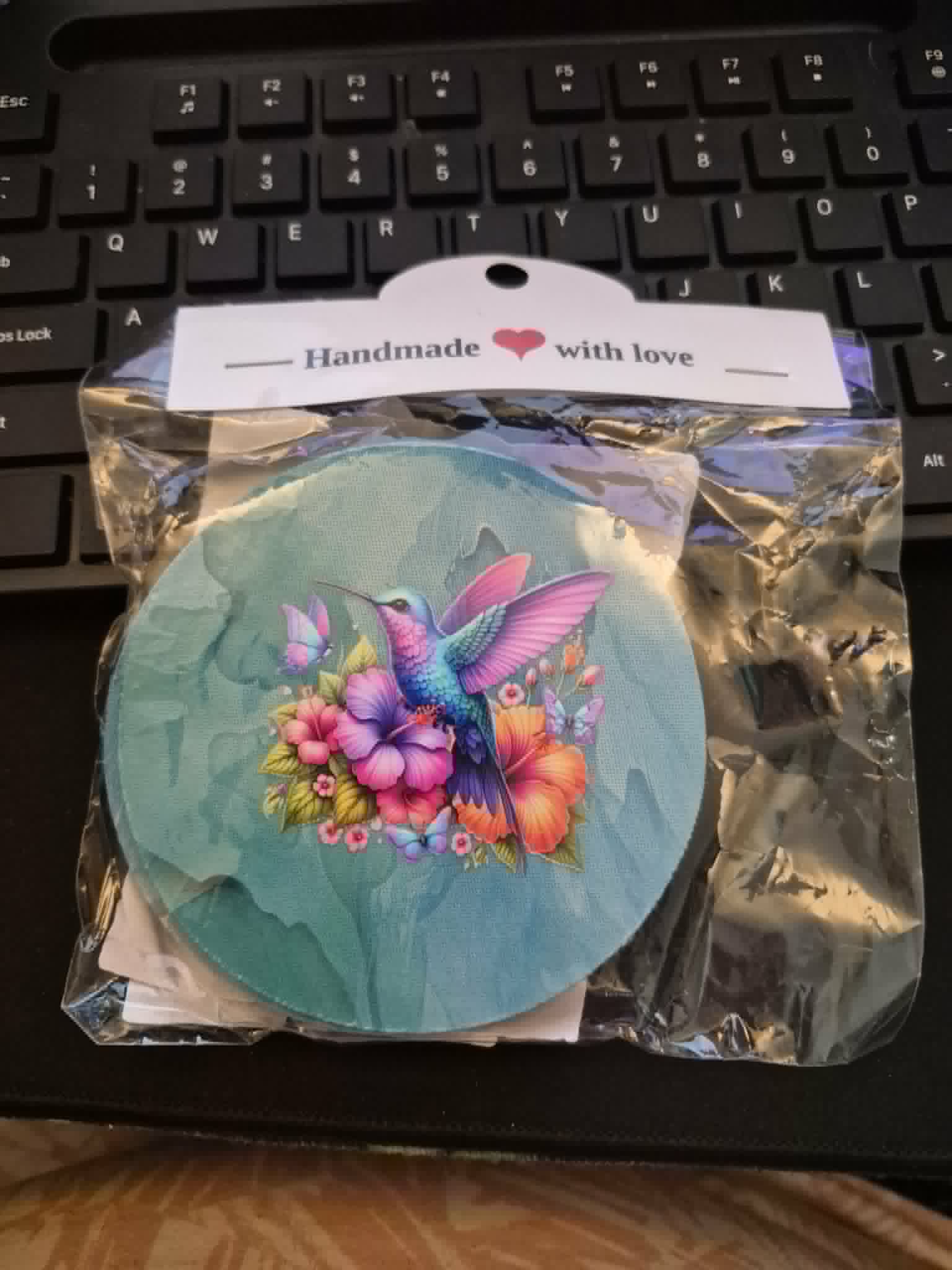 Round Sublimated Coaster Set – 4 Pack | Humming Bird - 02