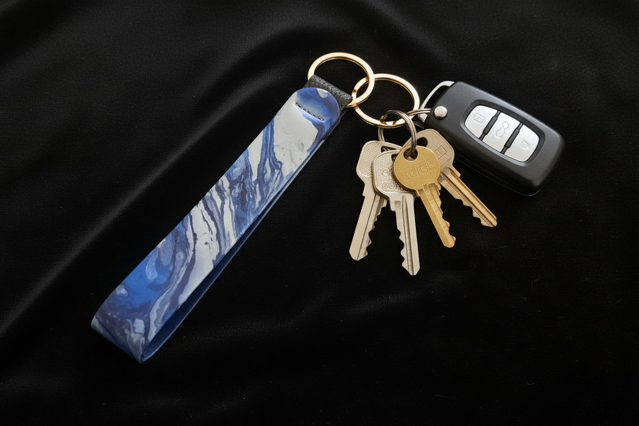 Handcrafted Sublimated Lanyards  - Marble - Blue